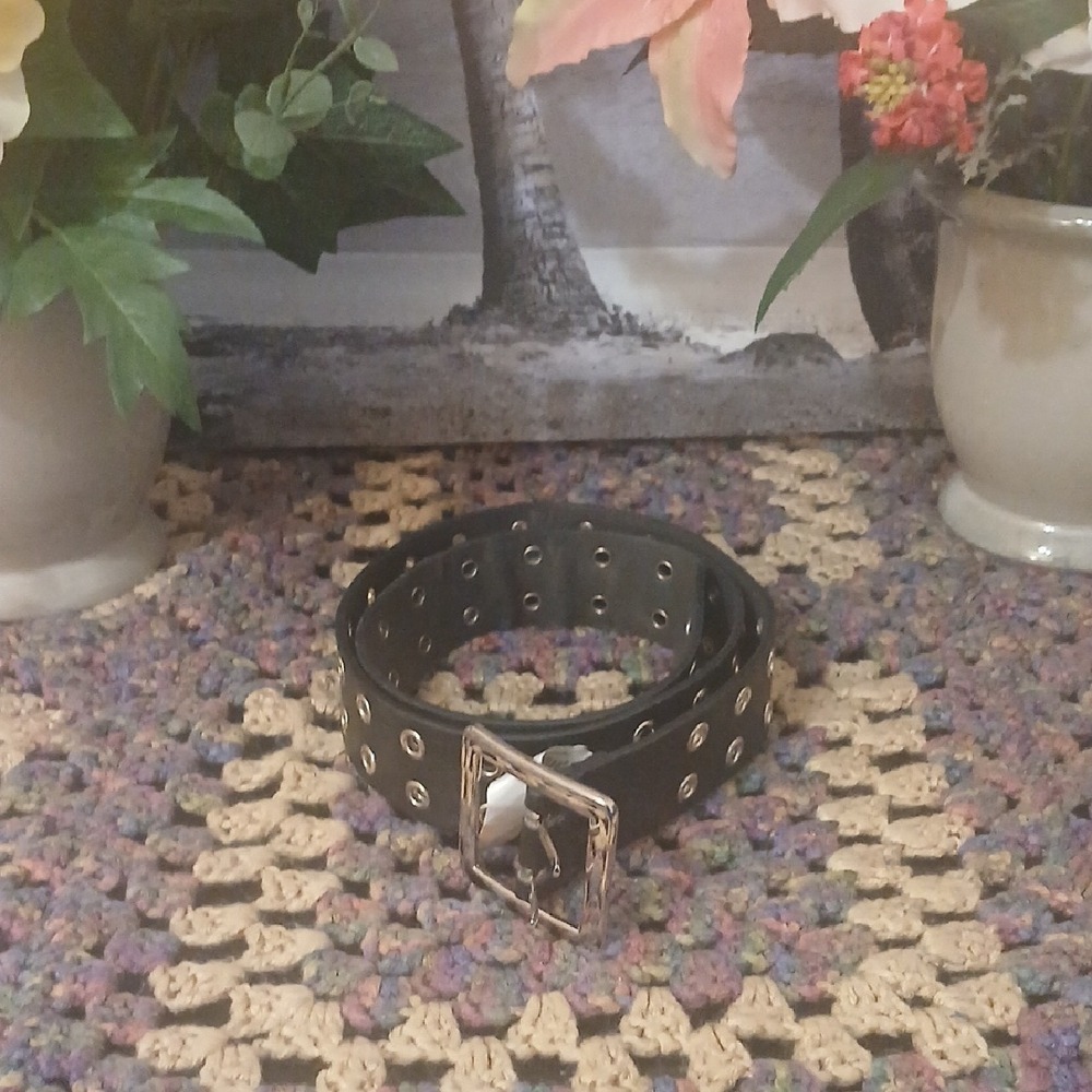 Elegant Black Belt with Silver Buckle